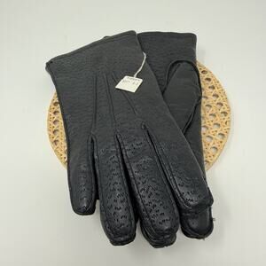 Vtg Sutton's Women Black Leather Glove Textured 9.5" Small New From Hudsons